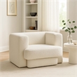 Foxo Retro Oversize Chair- Padded Ivory Velvet- 44 Inch Wide- Solid Wood
