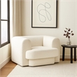 Foxo Retro Oversize Chair- Padded Ivory Velvet- 44 Inch Wide- Solid Wood