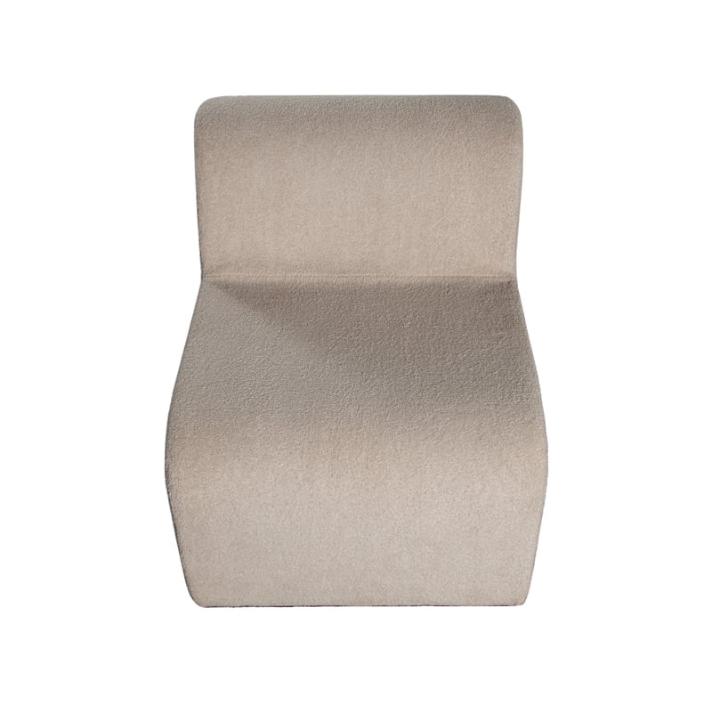 Nena Accent Chair- Armless Design- Camel Brown Looped Shearling Fabric