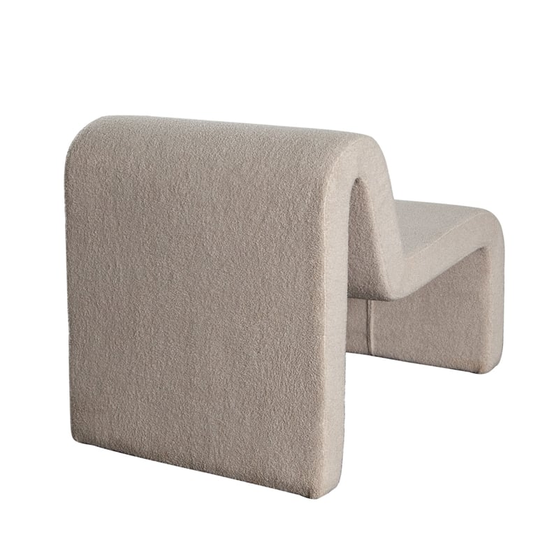 Nena Accent Chair- Armless Design- Camel Brown Looped Shearling Fabric