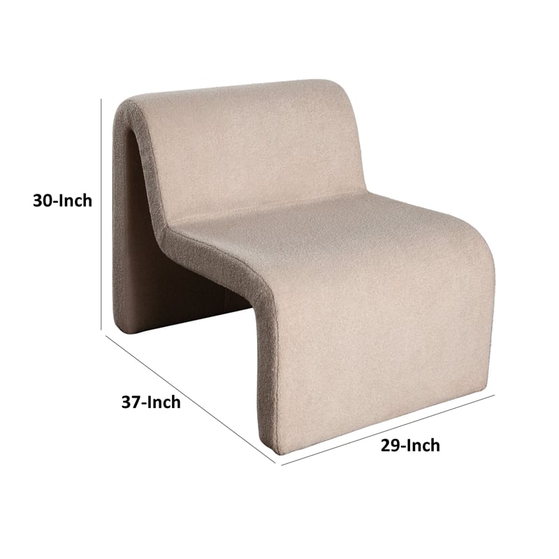 Nena Accent Chair- Armless Design- Camel Brown Looped Shearling Fabric