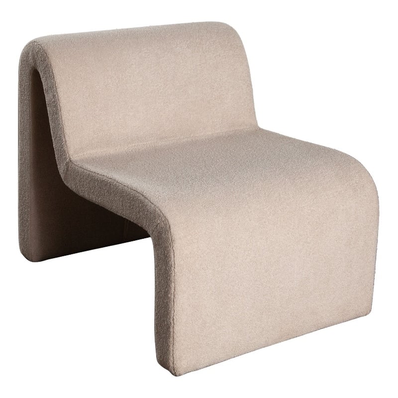 Nena Accent Chair- Armless Design- Camel Brown Looped Shearling Fabric