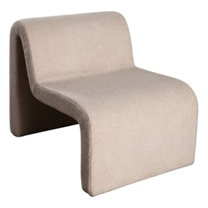 Nena Accent Chair- Armless Design- Camel Brown Looped Shearling Fabric