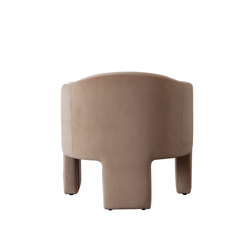 Lery Accent Chair- Curved Back Tripod Base- Camel Brown Velvet- 29 Inch