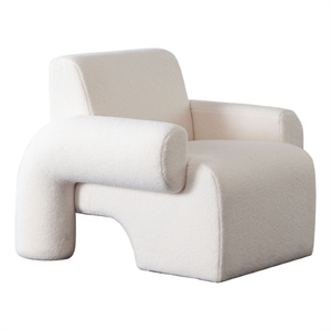 Contemporary Accent Chair- Extra Soft Ivory Sherpa Fabric- 36 Inch