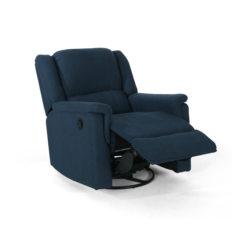 Doi Manual Glider Swivel Recliner Chair- Navy Blue Fabric