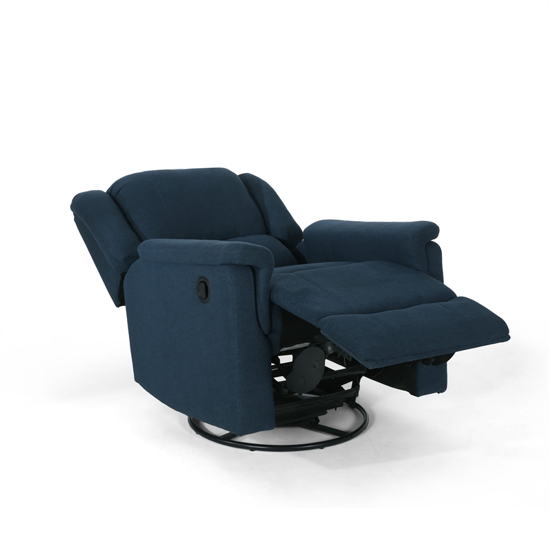 Doi Manual Glider Swivel Recliner Chair- Navy Blue Fabric
