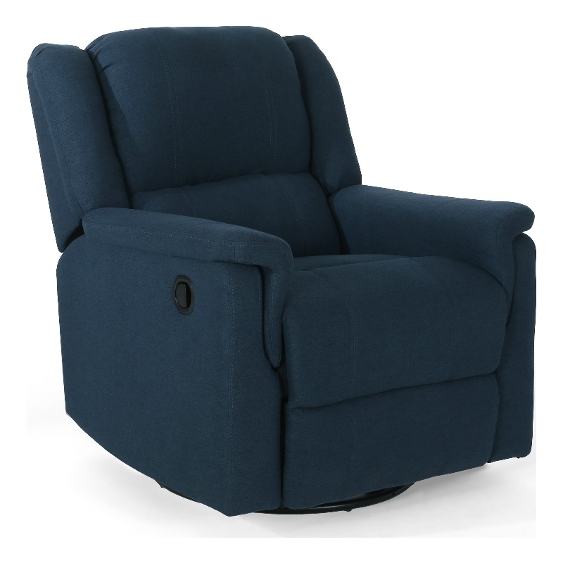 Doi Manual Glider Swivel Recliner Chair- Navy Blue Fabric