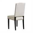 Kom Dining Chair- Beige Polyester- Soft Cushions- Espresso Brown Wood