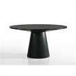 Bili 7pc 59 Inch Round Dining Table Set w 6 Beige Chairs- Black Wood