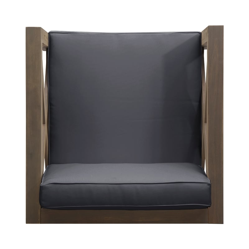 Juna Outdoor Club Chair- Charcoal Gray Water-Resistant Fabric- Acacia