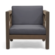 Juna Outdoor Club Chair- Charcoal Gray Water-Resistant Fabric- Acacia