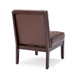 Armless Accent Chair- Tufted Dark Brown Faux Leather- Rubberwood Frame
