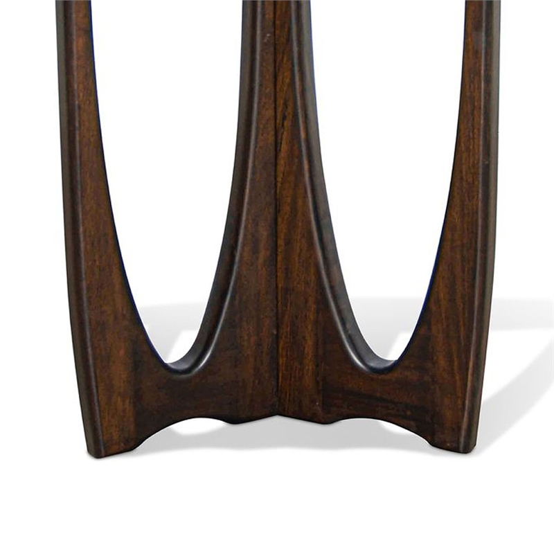 Natra Chairside Table- 22 Inch Round Top w Cutout Base- Dark Brown