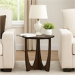 Natra Chairside Table- 22 Inch Round Top w Cutout Base- Dark Brown