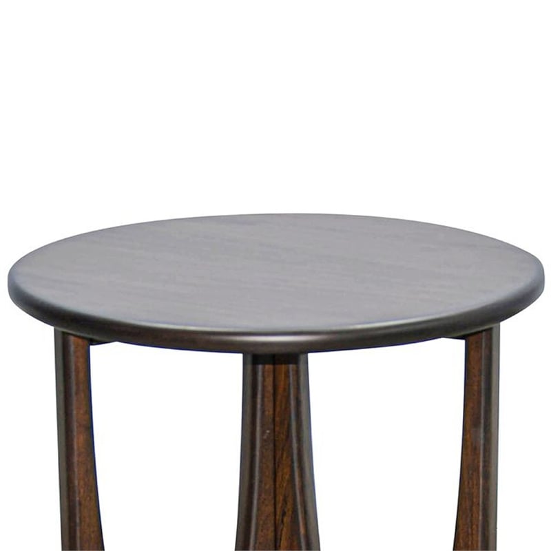 Natra Chairside Table- 22 Inch Round Top w Cutout Base- Dark Brown