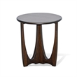 Natra Chairside Table- 22 Inch Round Top w Cutout Base- Dark Brown