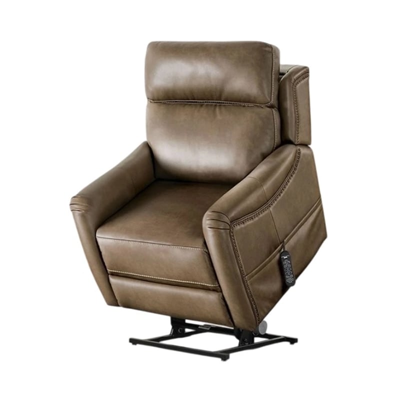 Lift Chair- Brown Faux Leather- Air Massage- 3 Zone Heating- USB