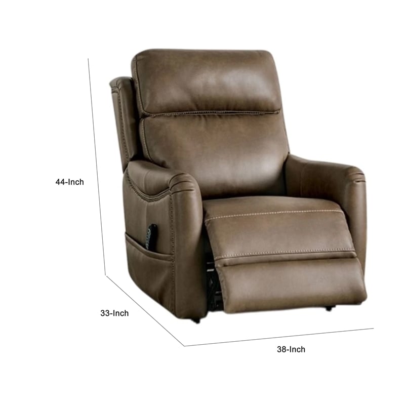 Lift Chair- Brown Faux Leather- Air Massage- 3 Zone Heating- USB