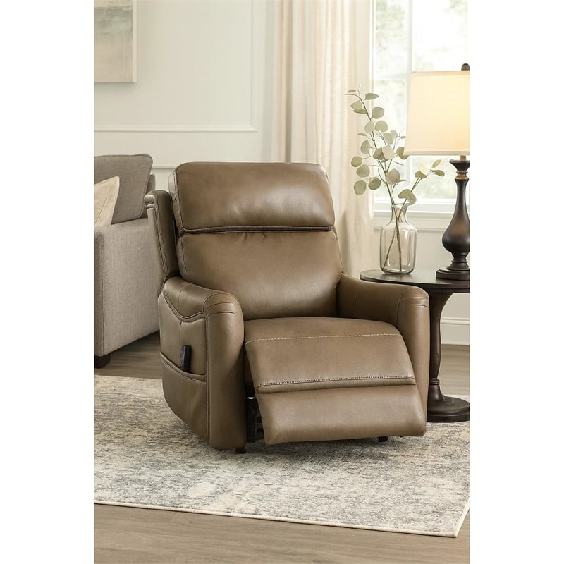 Lift Chair- Brown Faux Leather- Air Massage- 3 Zone Heating- USB