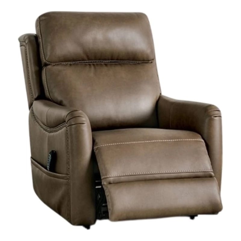 Lift Chair- Brown Faux Leather- Air Massage- 3 Zone Heating- USB