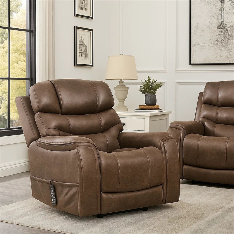 Lift Chair- Brown Fabric- Air Massage- Power Headrest- USB Charging