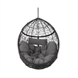 Keline Hanging Swing Lounge Chair- Gray Faux Rattan- Cushions- 49 Inch