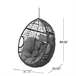 Keline Hanging Swing Lounge Chair- Gray Faux Rattan- Cushions- 49 Inch