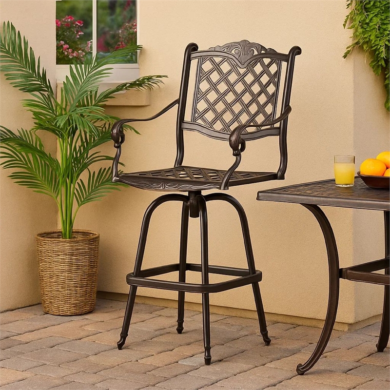 Outdoor Barstool Chair- Swivel Function- Coppertone Aluminium Finish