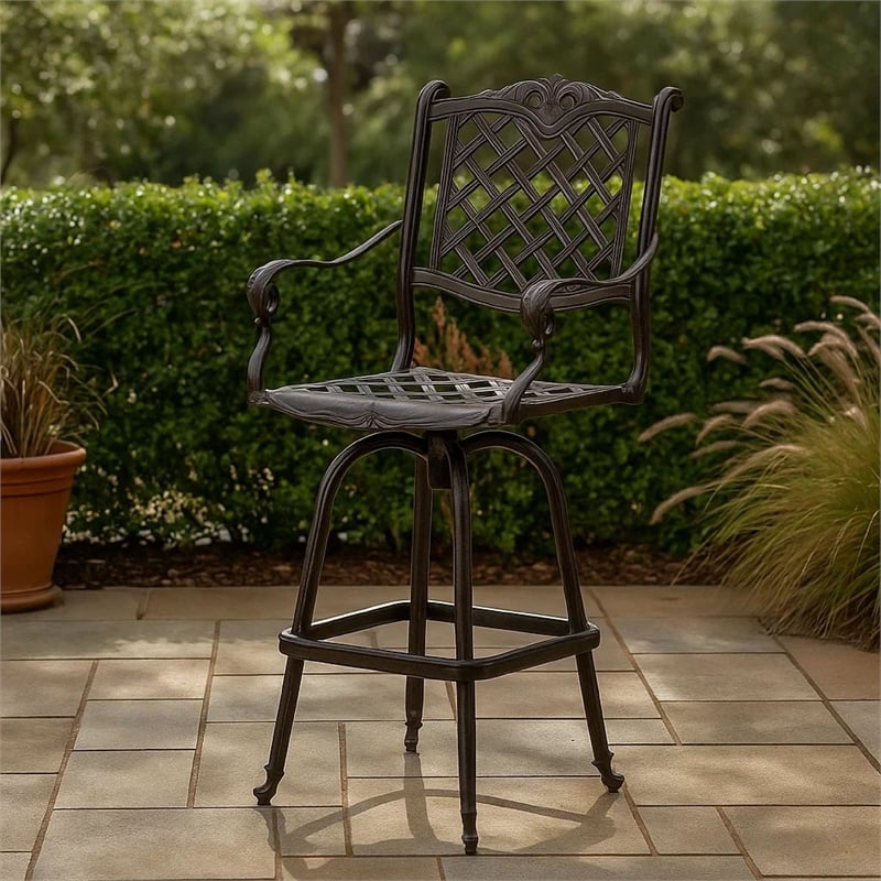 Outdoor Barstool Chair- Swivel Function- Coppertone Aluminium Finish