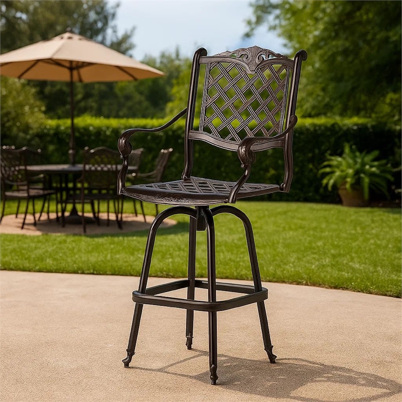 Outdoor Barstool Chair- Swivel Function- Coppertone Aluminium Finish