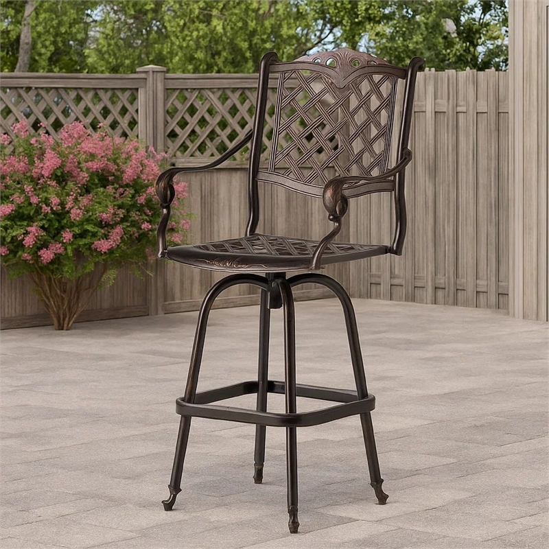Outdoor Barstool Chair- Swivel Function- Coppertone Aluminium Finish