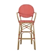 Lyam Set of 2 Outdoor Barstool Chair- Red Woven Wicker- Brown Aluminum