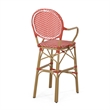 Lyam Set of 2 Outdoor Barstool Chair- Red Woven Wicker- Brown Aluminum