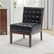 Keyur Accent Chair- Rubberwood Legs- Black Waffle-Stitch Faux Leather