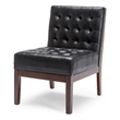 Keyur Accent Chair- Rubberwood Legs- Black Waffle-Stitch Faux Leather