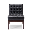Keyur Accent Chair- Rubberwood Legs- Black Waffle-Stitch Faux Leather