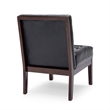 Keyur Accent Chair- Rubberwood Legs- Black Waffle-Stitch Faux Leather