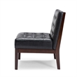 Keyur Accent Chair- Rubberwood Legs- Black Waffle-Stitch Faux Leather