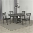 Lessa 5 Piece Dining Set- Gray- 4 Padded Chairs- Expandable Leaf