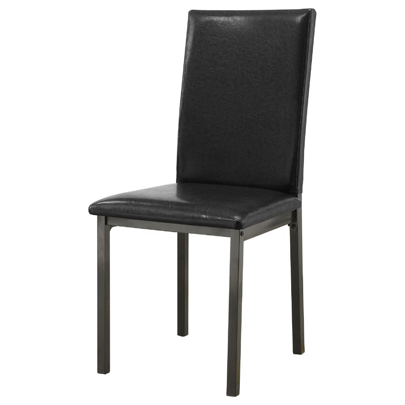 Raza 5pc Dining Set- Weathered Gray Table- 4 Black Faux Leather Chairs