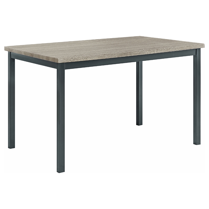 Raza 5pc Dining Set- Weathered Gray Table- 4 Black Faux Leather Chairs