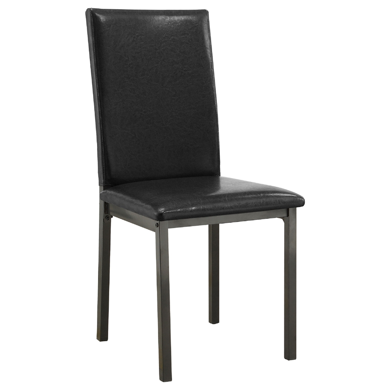 Raza 5pc Dining Set- Weathered Gray Table- 4 Black Faux Leather Chairs