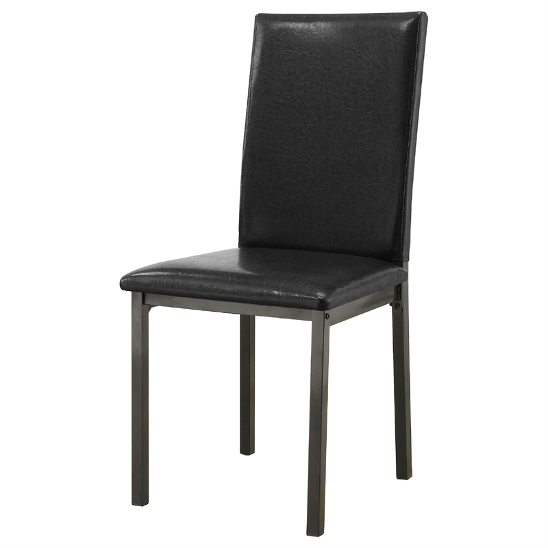 Raza 5pc Dining Set- Weathered Gray Table- 4 Black Faux Leather Chairs