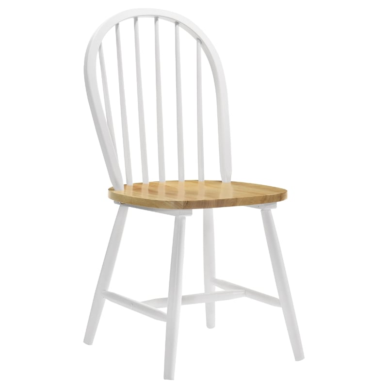 Giva Round Dining Table and 4 Chairs Set- Drop-Leaf- White and Brown