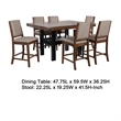 Patter 5 Piece Counter Height Dining Set- 4 Chairs- Mango Oak