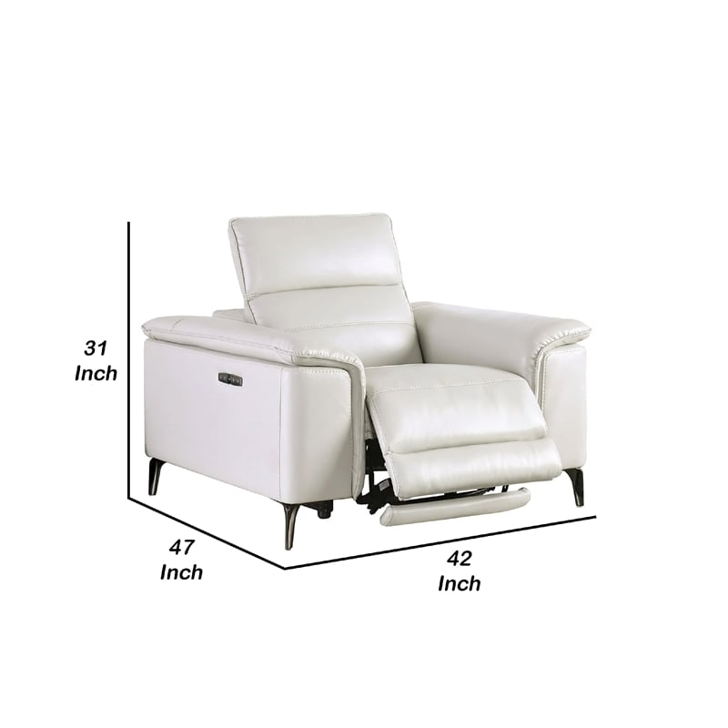 Cuny Power Recliner Chair- Taupe Gray Faux Leather- Wall Hug Back
