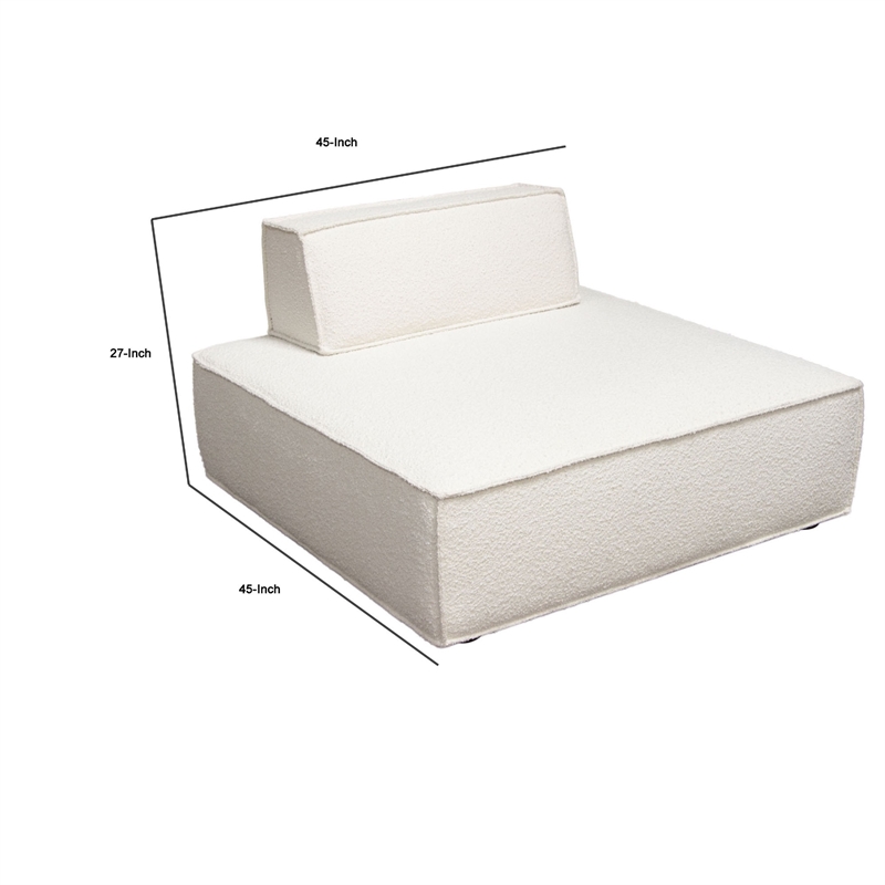 Gada Square Lounger Chair- Welt Trim Ivory Boucle- 45 Inch