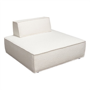 Gada Square Lounger Chair- Welt Trim Ivory Boucle- 45 Inch