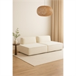 Gada 2 Piece Square Lounger Chairs- Welt Trim Ivory Boucle- Solid Wood